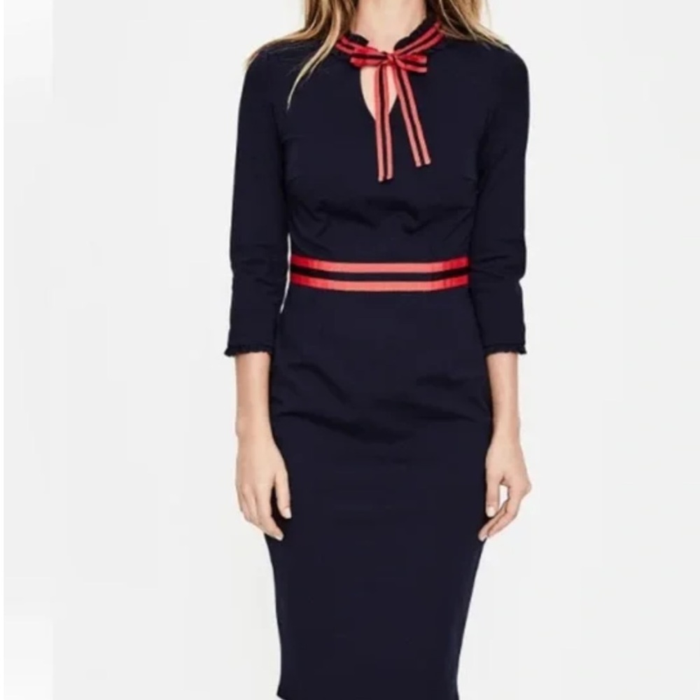 Boden Annette Ponte Navy and Red Women's Dress